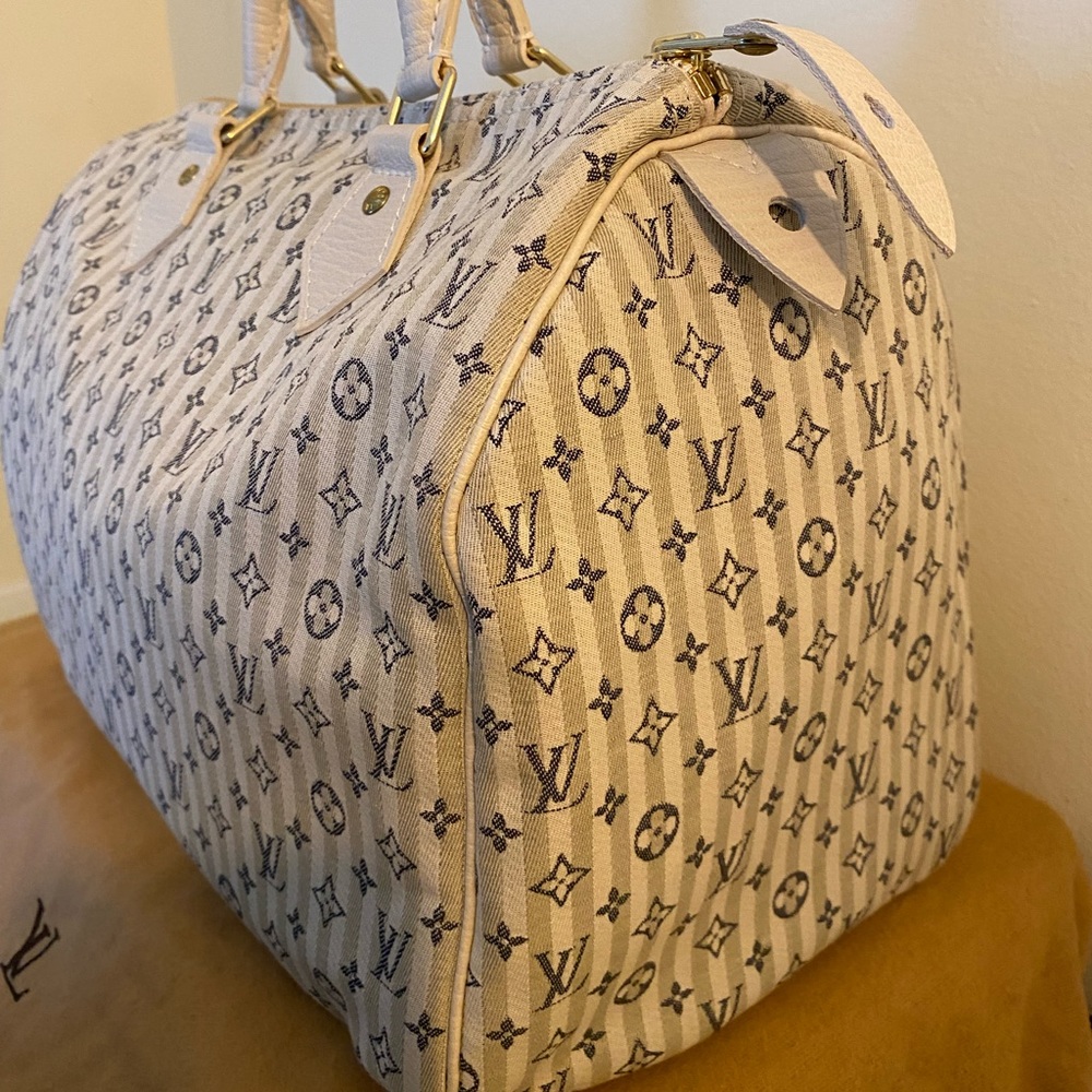 Louis Vuitton Croisette Speedy 30 Bleu Mini Lin Satchel - Picture 7 of 14
